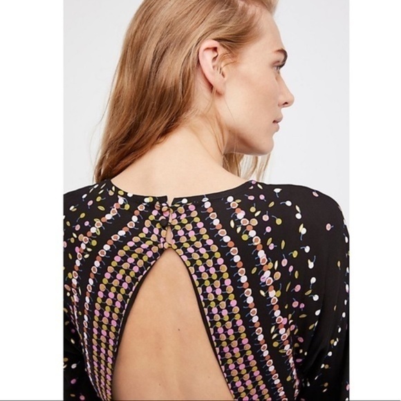 Free People Coryn Black Combo Print Long Sleeve Dress - Picture 4 of 14